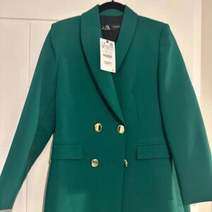 BNWT Zara green longline blazer dress size medium